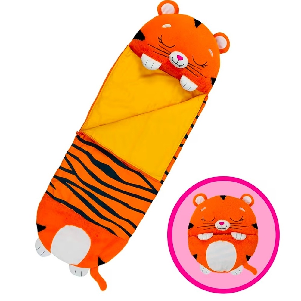 Happy Nappers Tobi Tiger Large Sleepy‎ Sack Pillow 2-in-1 Sleeping Bag 66x30